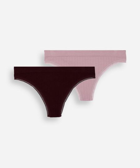 Kit de 2 calcinhas fio dental feminina sem costura colorido P