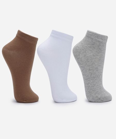 kit de 3 meia cano baixo  colorido 33-38