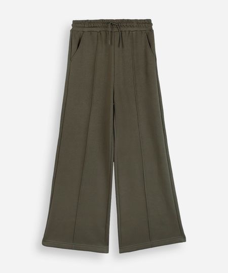calça wide leg juvenil com nervuras cós elástico verde 12 calça wide leg juvenil com nervuras cós elástico verde 12