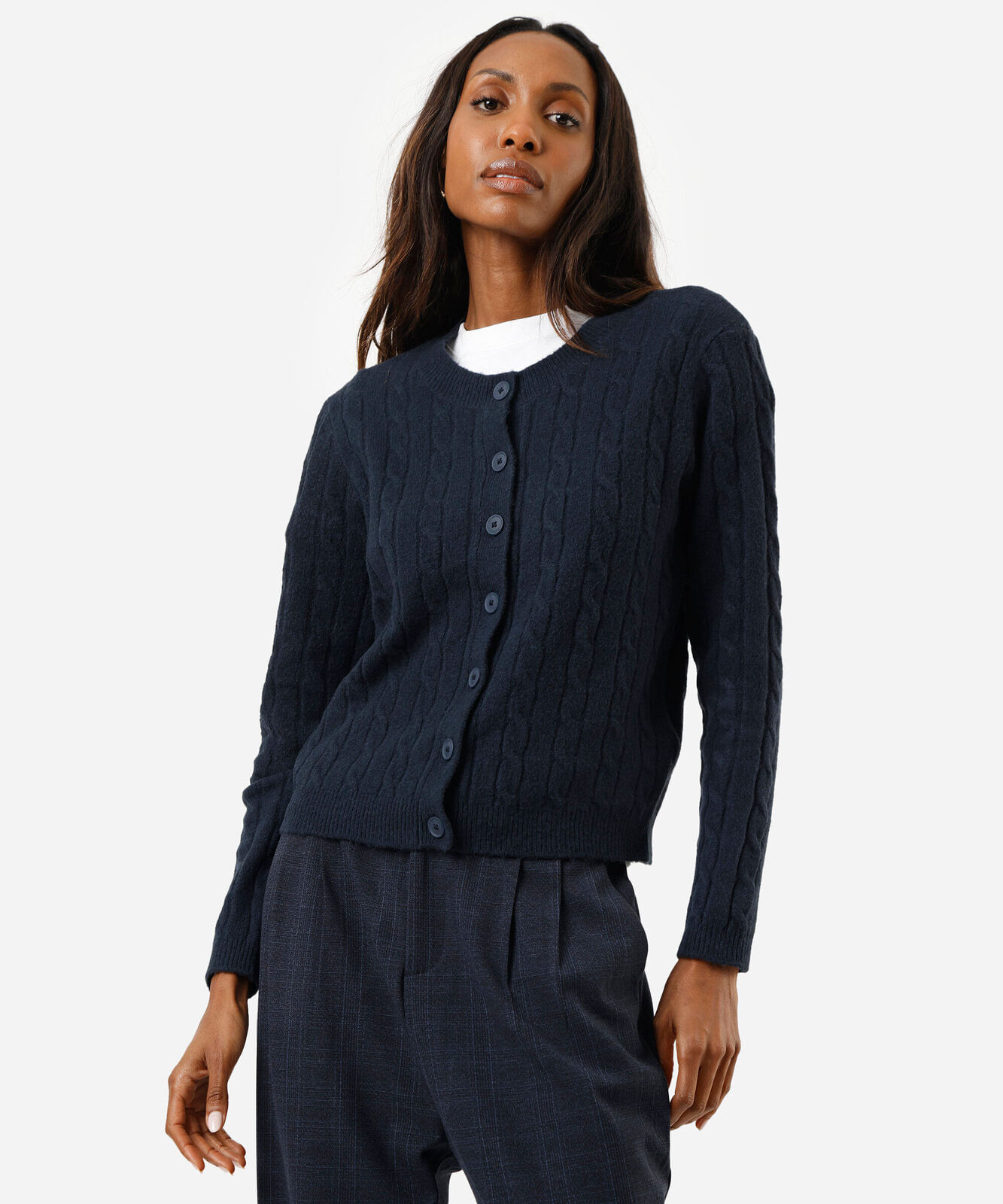cardigan feminino de tricot texturizado azul