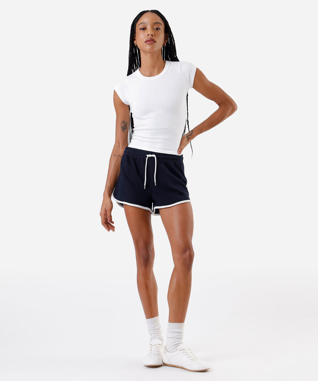 short básico feminino com elástico azul