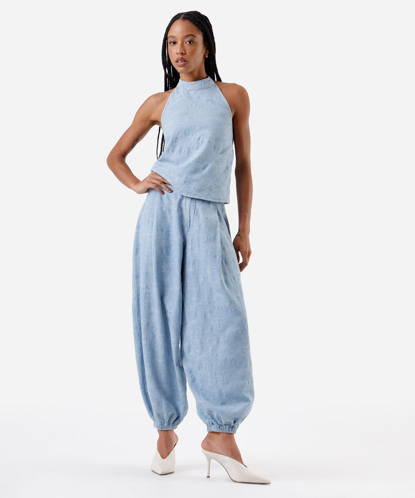 calça aladim feminina jeans camuflado azul