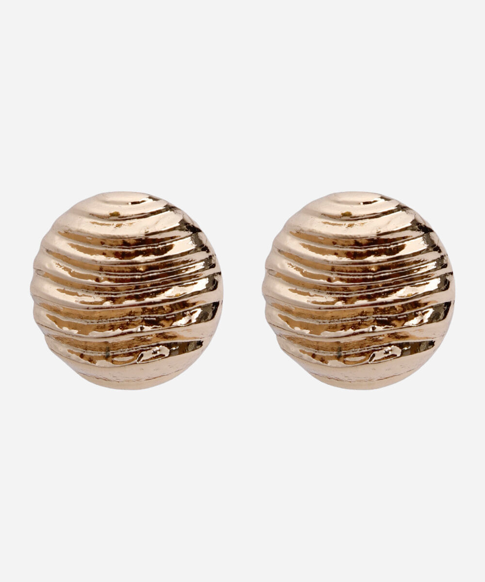 brinco botão orgânico dourado