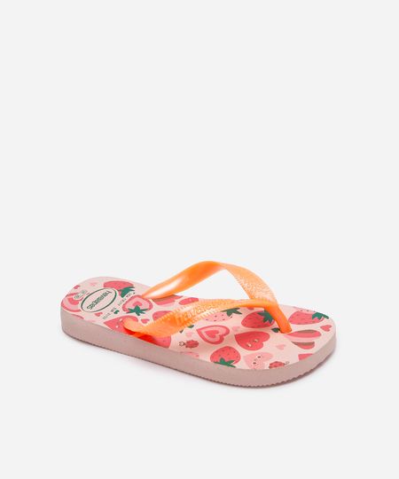chinelo infantil havaianas estampado rosa 31-32