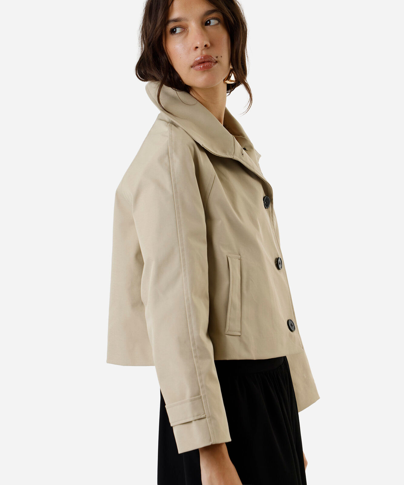 casaco trench coat feminino curto bege