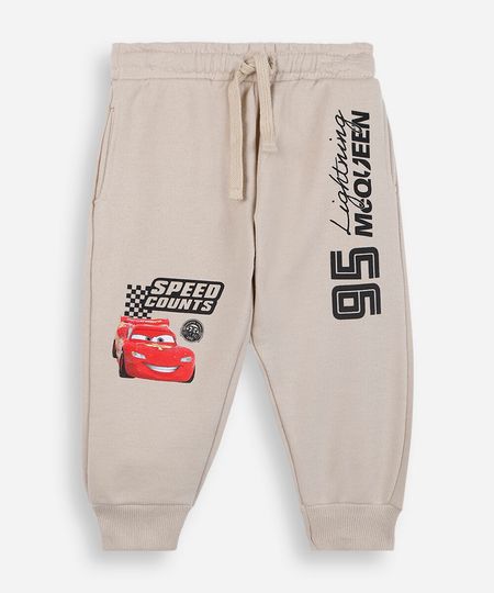 calça infantil de moletom carros bege 1