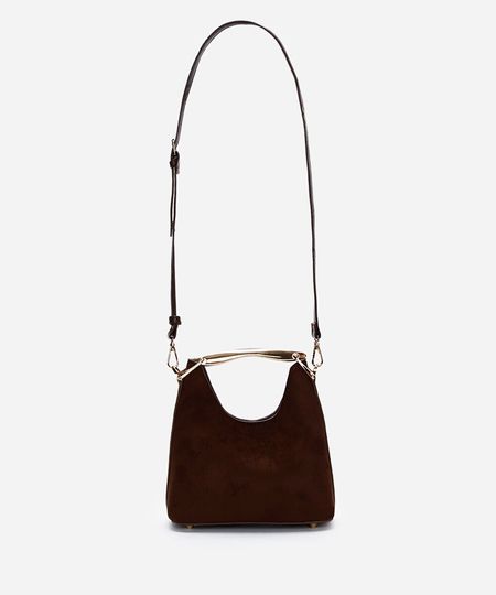 bolsa feminina texturizada com alça de metal marrom UNICO bolsa feminina texturizada com alça de metal marrom UNICO