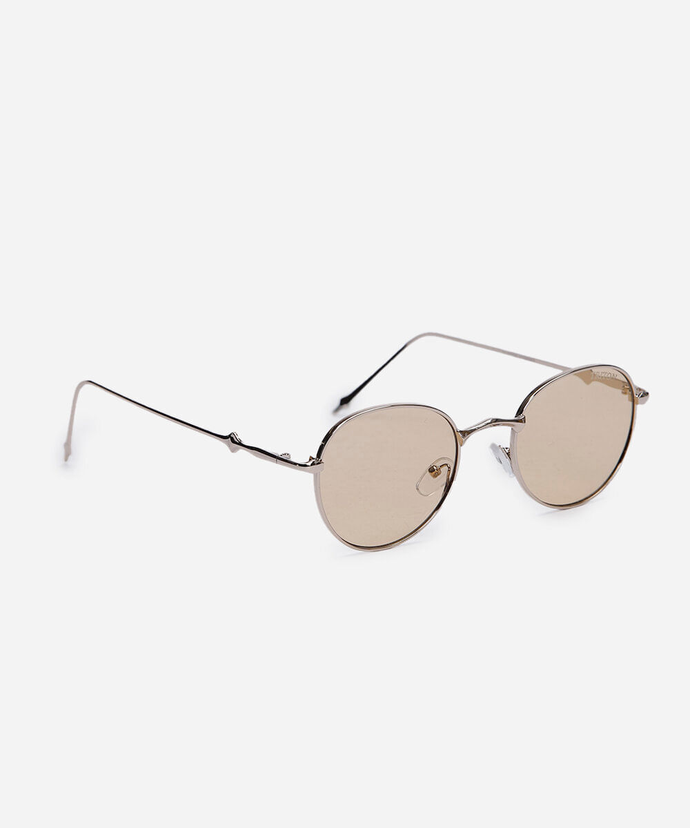 óculos de sol feminino redondo de metal triton dourado