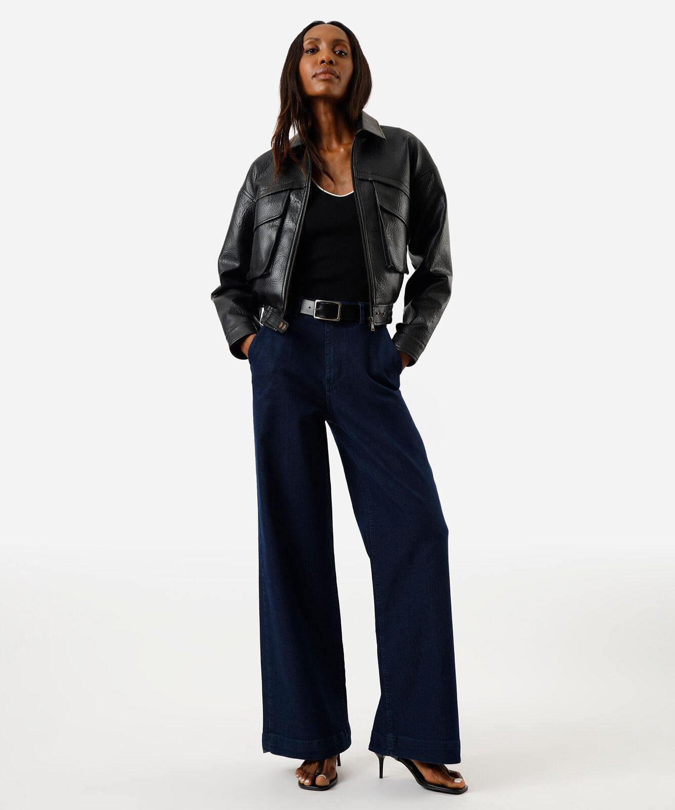 calça wide leg feminina jeans azul