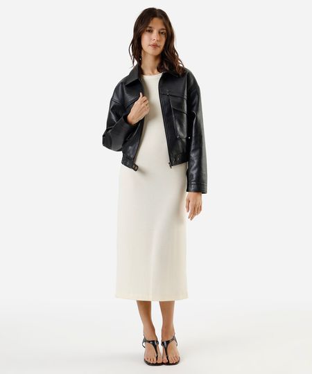 vestido midi muscle ribana de viscose off white P vestido midi muscle ribana de viscose off white P