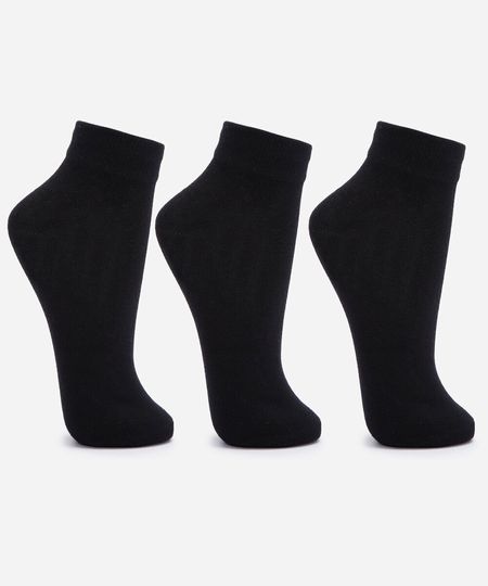 kit de 3 meias cano médio preto 33-38