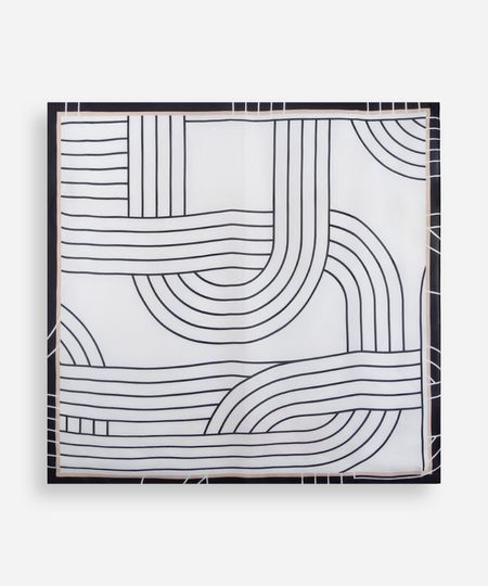 lenço quadrado geométrico branco UNICO