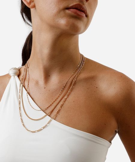 colar correntes camadas dourado UNICO colar correntes camadas dourado UNICO