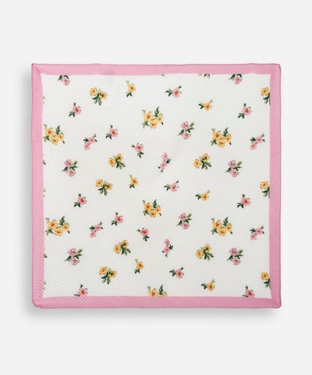 lenço quadrado plissado floral colorido UNICO