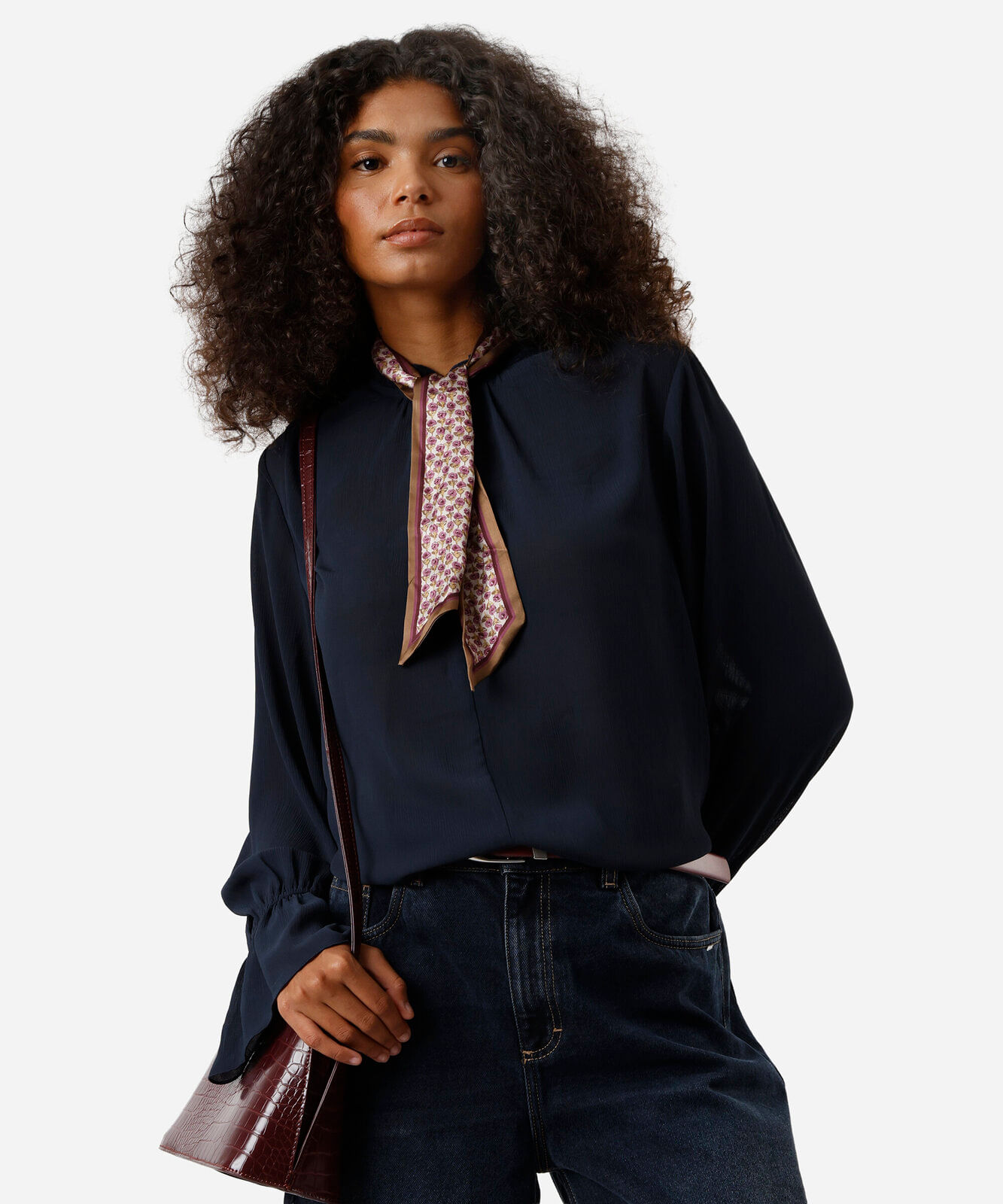 bata feminina com babado texturizada azul