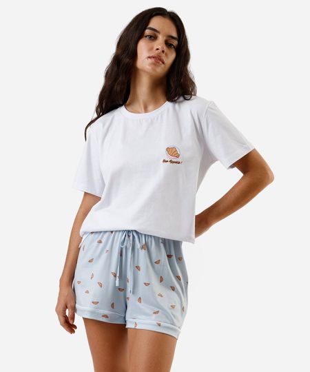 pijama short doll feminino estampado azul GG pijama short doll feminino estampado azul GG