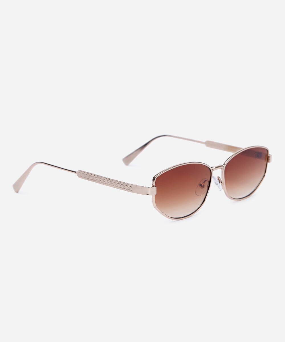 óculos de sol feminino oval de metal triton marrom