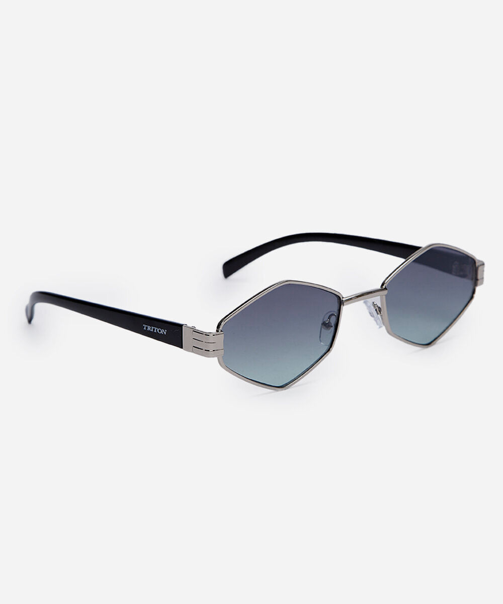 óculos de sol feminino oval de metal triton prata