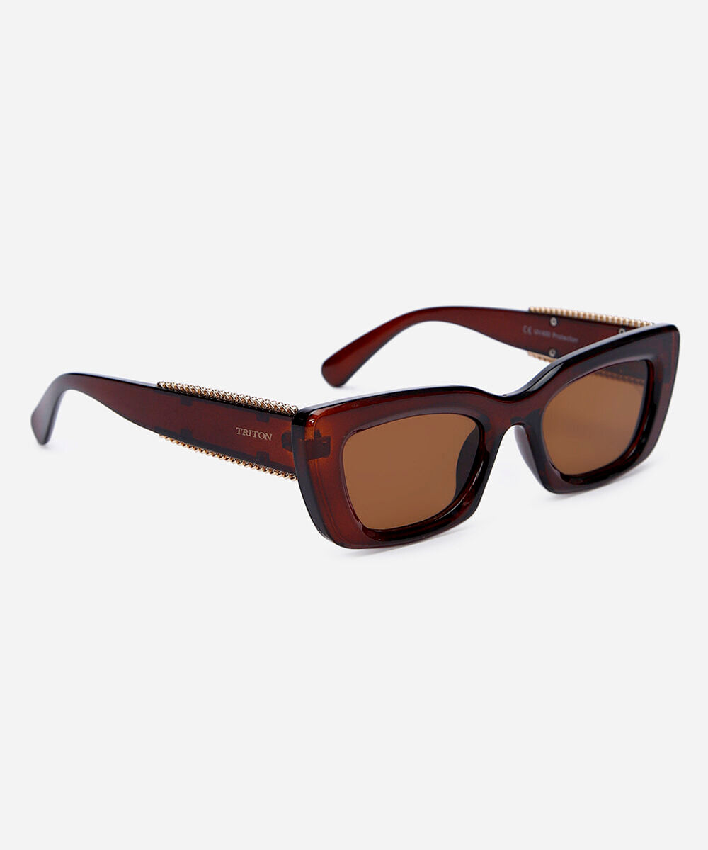 óculos de sol feminino quadrado de acetato triton marrom