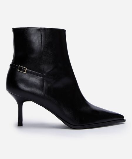 bota feminina cano curto bico fino oneself preta 37