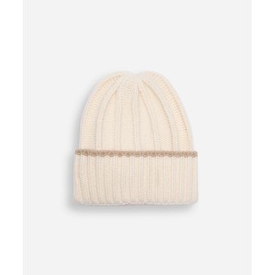 gorro de tricot com listra off white