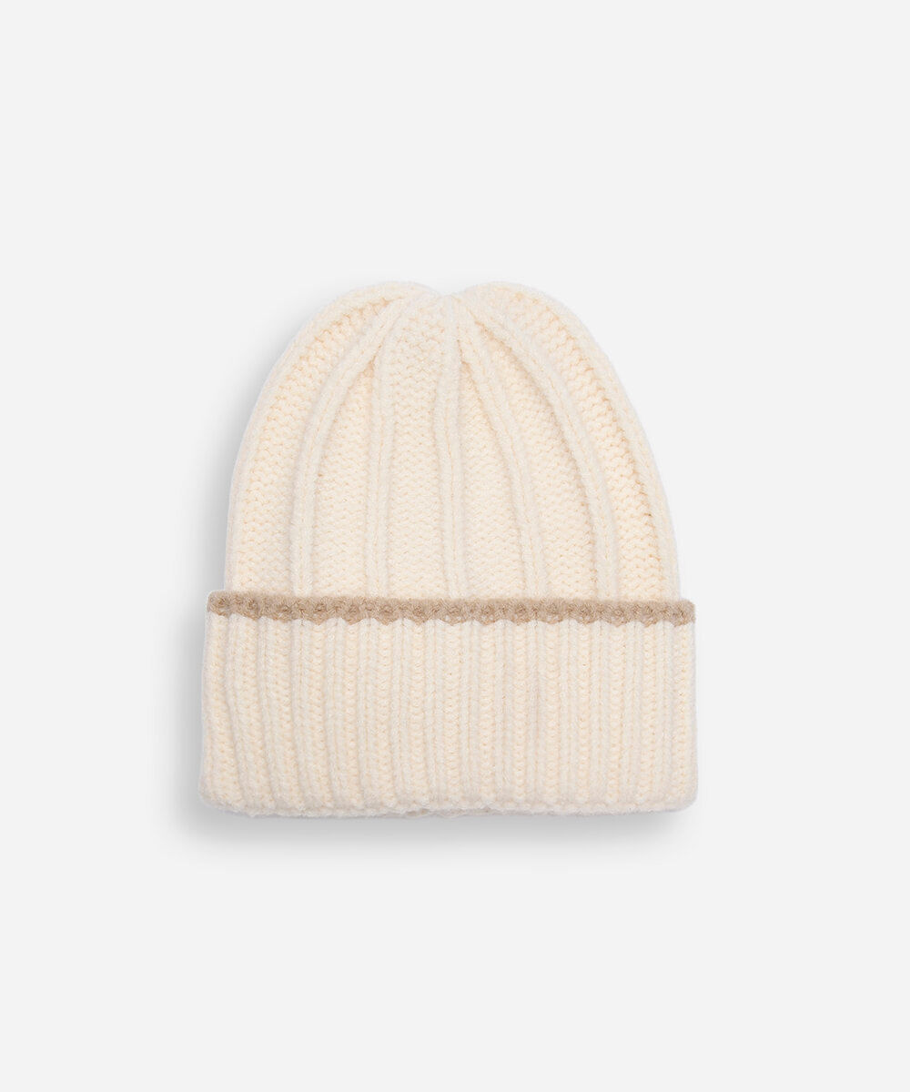 gorro de tricot com listra off white
