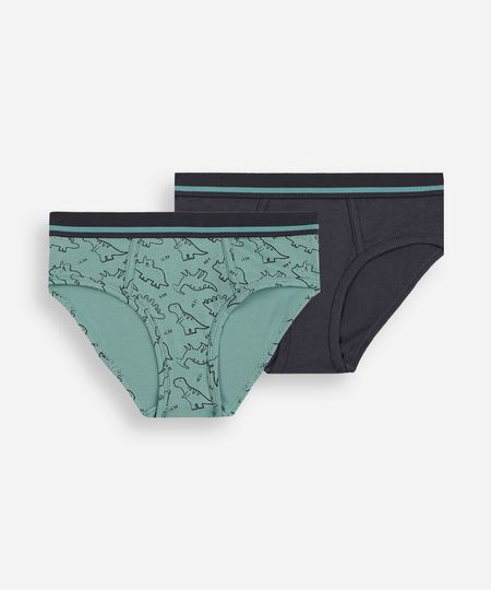 kit de 2 cuecas infantis de algodão dinossauro colorido 8