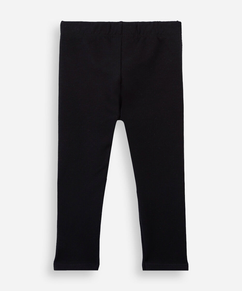 calça legging infantil de algodão felpado preta