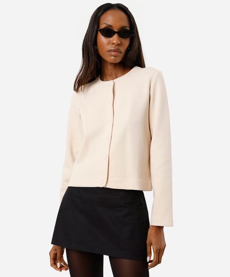 casaco feminino decote redondo bege P