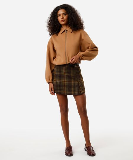 minissaia feminina com lã xadrez cinza 38 minissaia feminina com lã xadrez cinza 38