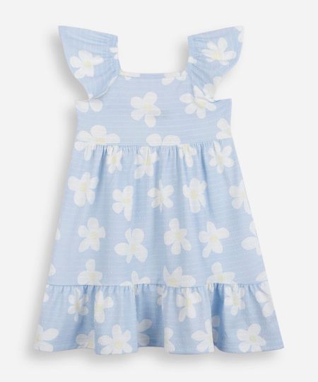 vestido infantil com algodão texturizado floral colorido 10