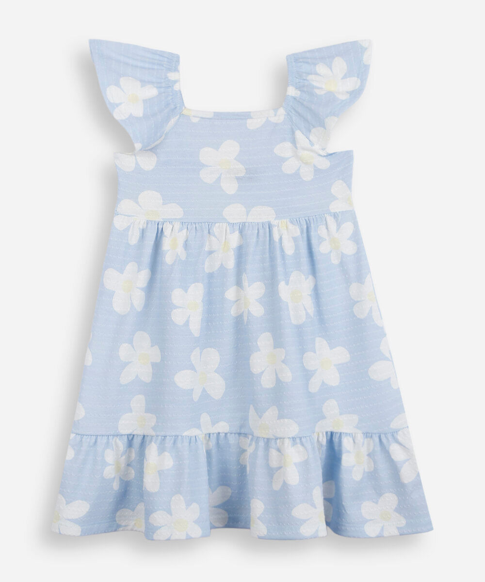 vestido infantil com algodão texturizado floral colorido