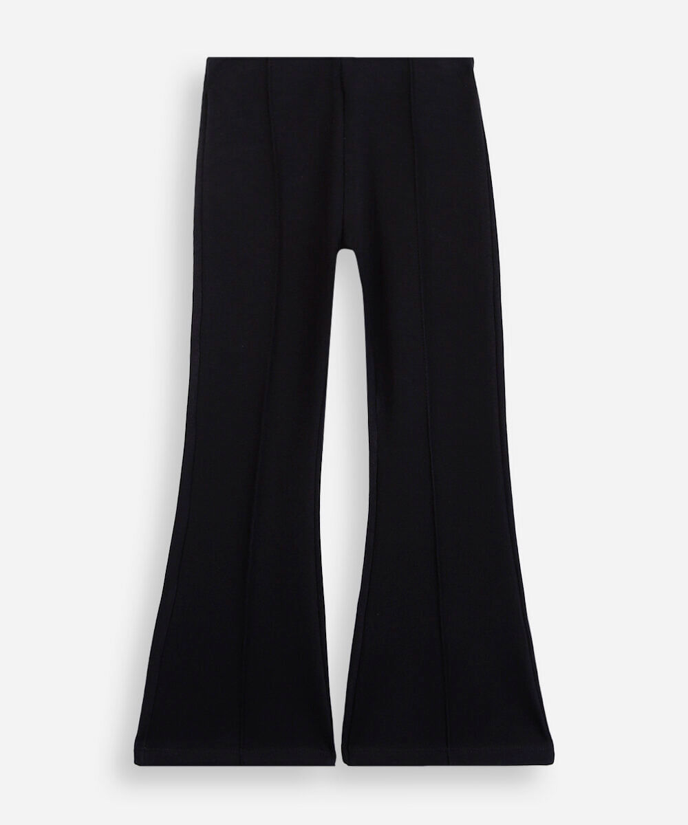 calça flare infantil de algodão com nervura preta