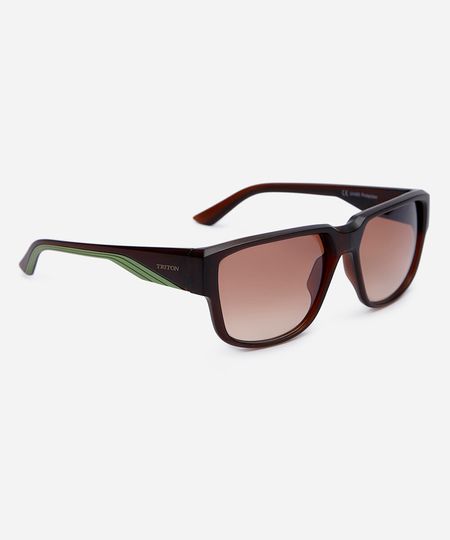 óculos de sol masculino quadrado de acetato triton marrom UNICO