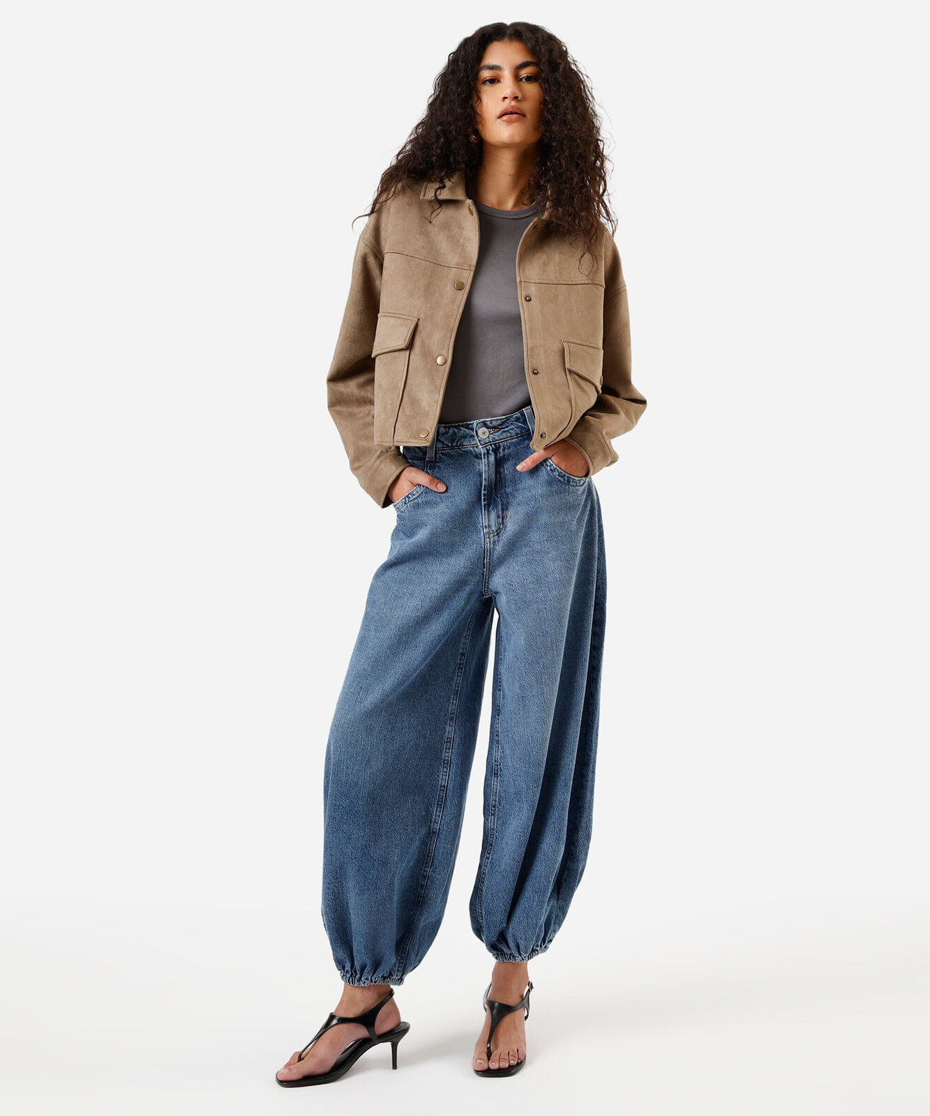 calça aladim feminina jeans cintura média azul