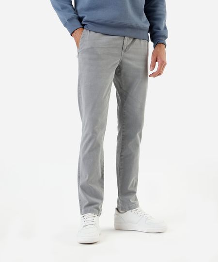 calça slim masculina de sarja cós elástico cinza 42 calça slim masculina de sarja cós elástico cinza 42