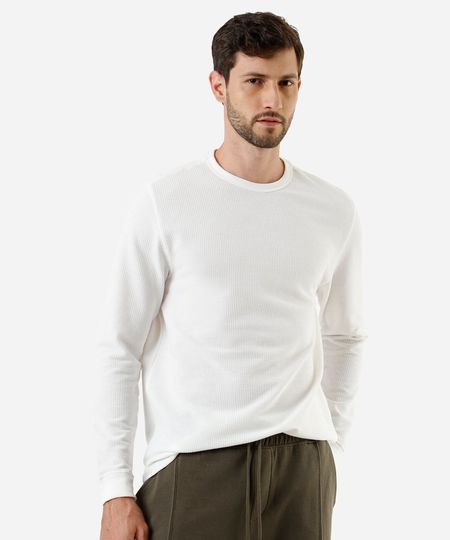 camiseta masculina manga longa texturizada off white M camiseta masculina manga longa texturizada off white M
