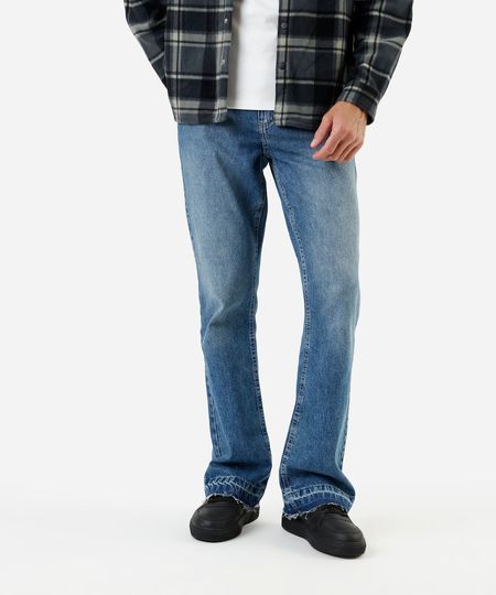 calça flare masculina jeans com barra a fio azul 36