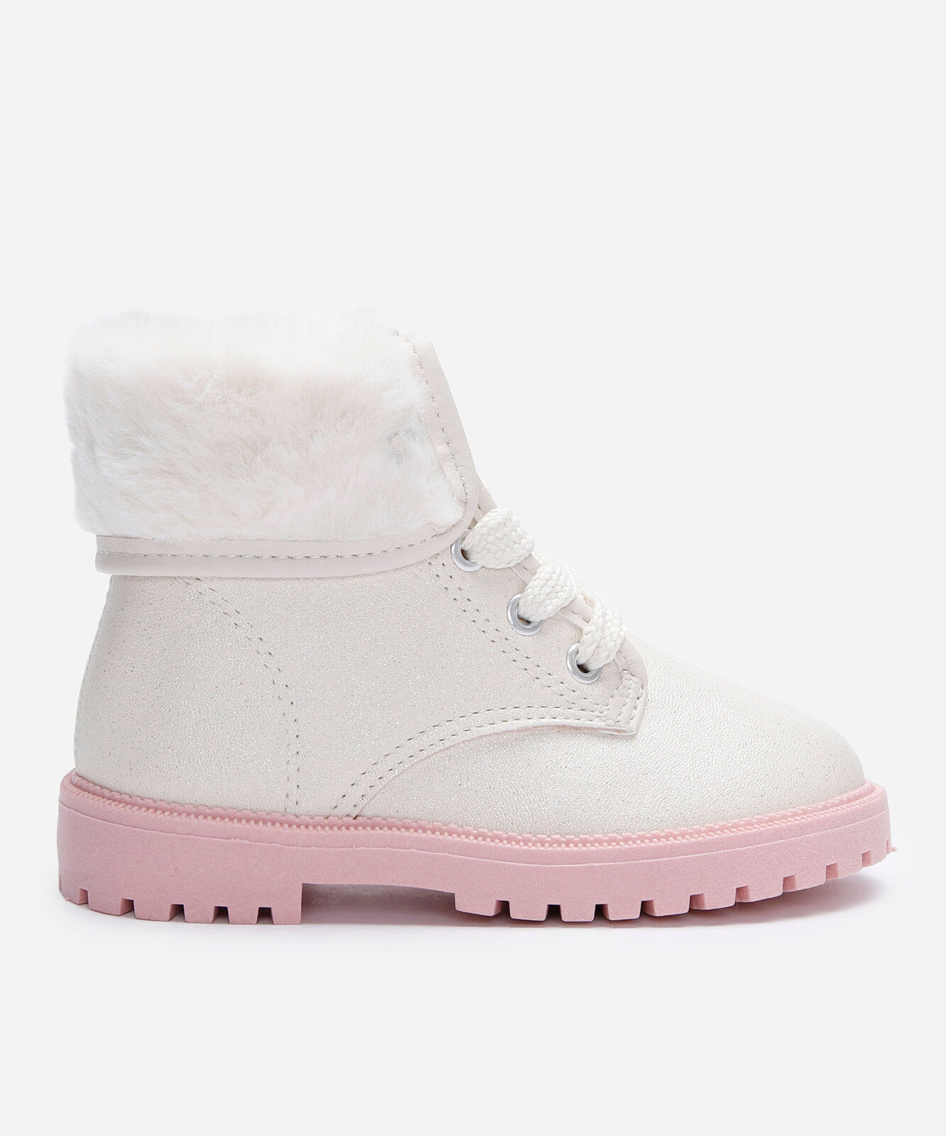 bota coturno infantil com pelúcia molekinha off white