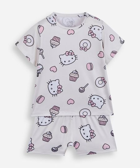 pijama curto infantil hello kitty off white 4 pijama curto infantil hello kitty off white 4
