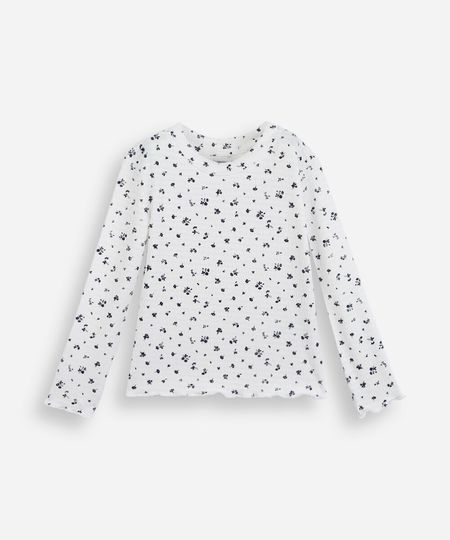 blusa infantil manga longa floral off white 10