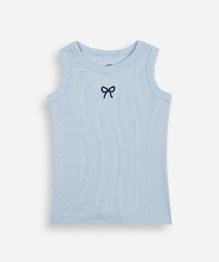 regata infantil de algodão com lacinho canelada azul 2 regata infantil de algodão com lacinho canelada azul 2