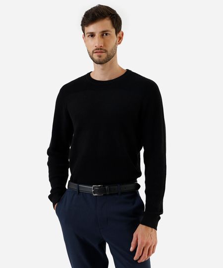 suéter de tricot texturizado - preto M suéter de tricot texturizado - preto M