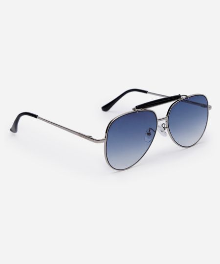 óculos de sol masculino aviador de metal triton prateado UNICO óculos de sol masculino aviador de metal triton prateado UNICO