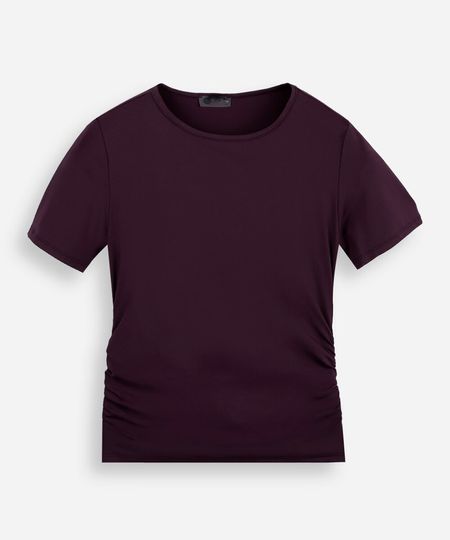 camiseta juvenil malha franzido lateral vinho 14