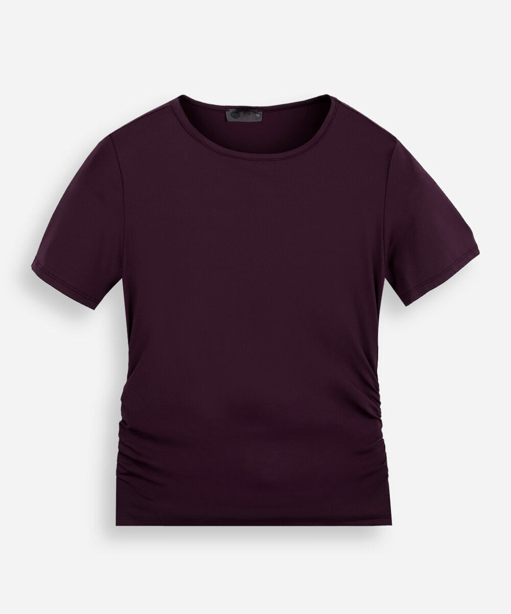 camiseta juvenil malha franzido lateral vinho