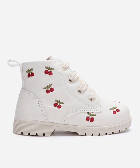 coturno infantil com bordado cerejas off white 20