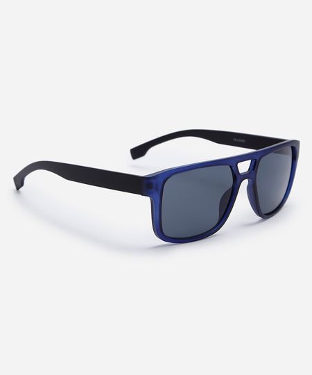 óculos de sol masculino quadrado de acetato azul UNICO