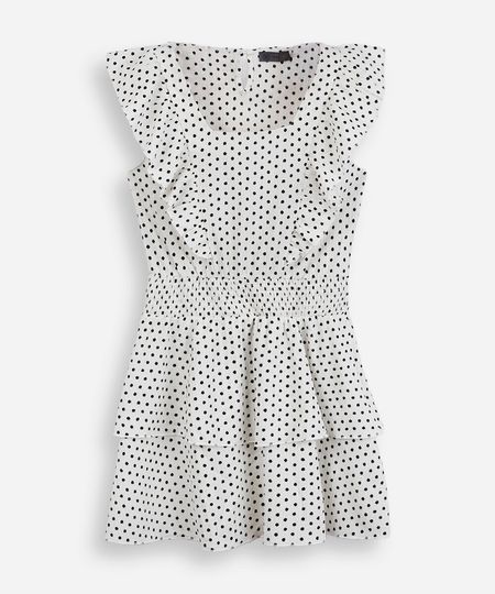 vestido curto juvenil texturizado com babados poá off white 16