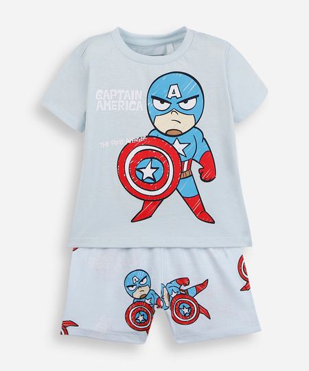 pijama curto infantil capitão américa azul 2